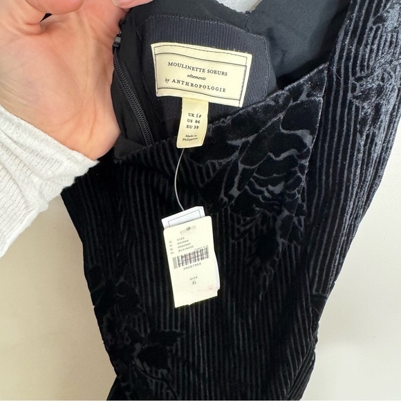 Anthropologie Moulinette soeurs Black Velvet belted Jumpsuit NWT 6 - Picture 6 of 11